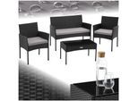 tectake® Rattan Gartenset, für 4 Personen, wetterfestes Rattangeflecht, Sofa 250 kg, je Sessel 120 kg