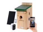 dobar Nistkasten EAZY Flachdach inkl. WiFi Kamera und Solar-Panel, Grün, ca.: 20x14x32 cm