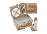 tectake® Picknickkorb, für 2 Personen, geflochtene Weide, mit Drehverschluss und Tragegriff, inkl. 10-teiliges Geschirrset, Kellnermesser und Gewürzstreuer