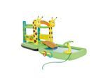 Wehncke Hüpfburg und Spielpool Giraffe mit Rutsche und Palme mit Sprühfunktion