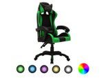 vidaXL Gaming-Stuhl mit RGB LED-Leuchten Grün und Schwarz Kunstleder