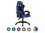 vidaXL Gaming-Stuhl mit RGB LED-Leuchten Blau und Schwarz Kunstleder