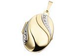 Medallionanhänger JOBO "Anhänger Medaillon oval", gold (gelbgold 333), Schmuckanhänger, Damen, Gelbgold 333, 333 Gold bicolor mit Zirkonia