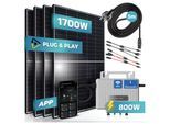 SUNNIVA® 1700W Balkonkraftwerk 800W komplett Steckdose - Ecoflow S 800W Micro Wechselrichter - PV Solaranlage Komplettset, 4x 425W (1700W) Solarmodule, inkl.5m Kabel, Y-Verteiler, Bluetooth, WIFI