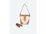 Canvas Tasche mit Fake-Leather-Dekor