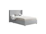 Juskys Polsterbett Savona 140x200 cm mit Stauraum, Lattenrost, Samt-Bezug, bis 250 kg - Hellgrau