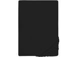 Spannbettlaken BIBERNA "Samy", schwarz, 1 Stk., Jersey-Elasthan, 180-200x200-220 12cm, Jersey-Elasthan, Obermaterial: 95% Baumwolle, 5% Elasthan, Bettlaken, Spannbettlaken, hochwertiges Jersey-Elasthan für Topper geeignet