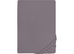 Spannbettlaken BIBERNA "Samy", grau (silbergrau), 1 Stk., Jersey-Elasthan, 180-200x200-220 12cm, Jersey-Elasthan, Obermaterial: 95% Baumwolle, 5% Elasthan, Bettlaken, Spannbettlaken, hochwertiges Jersey-Elasthan für Topper geeignet