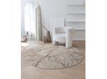 Teppich THE CARPET "Mila", beige, H:8mm Ø:200cm, Polyester, Teppiche, Teppich, moderner Wohnzimmer Teppich elegant glänzender Flor