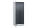 C+P Schließfachschrank Classic PLUS, Sockel, 2 Abteile, 1950x800x500mm, 7035/701 Innenhöhe Gefach oben (oberes 599 mm Front RAL 7016 Anthrazitgrau ; C (080020-223|S10008)