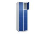 C+P Schließfachschrank Classic PLUS, 2 Abteile, 1850x600x500mm, 7035/5010 Innenhöhe Gefach oben (oberes 453 mm Front RAL 5010 Enzianblau ; C + P Möbel (080000-204|S10003)