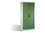 C+P Schwerlastschrank mit Drehtüren, 3 Böden und 3 Schübe, H1950xB930xT500mm Front Resedagrün Korpus Lichtgrau ; C + P Möbelsysteme (8921-5230|S10141)