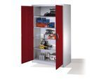 C+P Werkzeugschrank mit Drehtüren, innen 4 Böden, H1950xB1200xT600mm Front Rubinrot Korpus Lichtgrau ; C + P Möbelsysteme (8932-00|S10603)