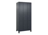 C+P Schließfachschrank Classic PLUS, Füße, 3 Abteile, 1950x900x500mm, 7016/7016 Innenhöhe Gefach oben (oberes 599 mm Front RAL 7016 Anthrazitgrau ; C (080010-303|S10015)