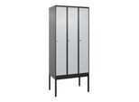 C+P Spind Classic PLUS, Gestell, 3 Abteile, 2120x900x500mm, 7016/7035 Verschluss Zylinderschloss 4 Garderobenhaken Trennwand mittig ; C + P Möbelsyste (0800307-30F|S10028)