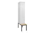C+P Z-Spind Classic PLUS, Bank, 2 Fächer, 2120x400x815mm, 9016/9016 Verschluss Zylinderschloss Sitzbanktyp untergebaut Material Sitzfläche Buche-Harth (0800537-122|S10029)
