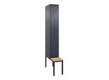 C+P Z-Spind Classic PLUS, Bank, 2 Fächer, 2120x300x815mm, 7016/7016 Verschluss Zylinderschloss Sitzbanktyp untergebaut Material Sitzfläche Buche-Harth (0800537-102|S10027)