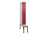 C+P Z-Spind Classic PLUS, Bank, 2 Fächer, 2120x300x815mm, 7035/3003 Verschluss Zylinderschloss Sitzbanktyp untergebaut Material Sitzfläche Buche-Harth (0800537-102|S10016)
