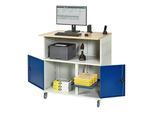 Rau Computer-Tisch ohne Monitorengehäuse mobil aus Stahlblech/Holz, BxTxH 1100x800x1100mm, 07-1023F.11)
