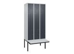 C+P Z-Spind Classic PLUS, Bank, 6 Fächer, 2120x900x815mm, 7035/7016 Verschluss Zylinderschloss Sitzbanktyp auskragend Material Sitzfläche Kunststoff ; (0800437-306|S10053)