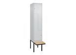 C+P Z-Spind Classic PLUS, Bank, 2 Fächer, 2120x400x815mm, 7035/7035 Verschluss Zylinderschloss Sitzbanktyp auskragend Material Sitzfläche Buche-Hartho (0800437-122|S10024)