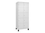 C+P Schließfachschrank Classic PLUS, Füße, 2 Abteile, 1950x800x500mm, 9016/9016 Innenhöhe Gefach oben (oberes 365 mm Front RAL 9016 Verkehrsweiß ; C + (080010-225|S10017)