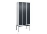 C+P Spind Classic PLUS, Gestell, 3 Abteile, 2120x900x500mm, 7035/7016 Verschluss Zylinderschloss 4 Garderobenhaken Trennwand mittig ; C + P Möbelsyste (0800307-30F|S10023)