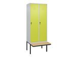 C+P Spind Classic PLUS, Bank, 2 Abteile, 2120x800x815mm, 7035/0024 Verschluss Sicherheits-Drehriegel 4 Garderobenhaken Sitzbanktyp auskragend ; C + (0800407-22|S10010)