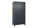 C+P Spind Classic PLUS, Füße, 4 Abteile, 1950x1000x500mm, 7016/7016 Verschluss Zylinderschloss 3 Garderobenhaken ; C + P Möbelsysteme (080010-49|S10033)
