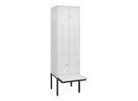 C+P Z-Spind Classic PLUS, Bank, 4 Fächer, 2120x600x815mm, 9016/9016 Verschluss Zylinderschloss Sitzbanktyp auskragend Material Sitzfläche Kunststoff ; (0800437-204|S10059)