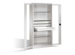 C+P Werkzeugschrank, Sichtfenster-Drehtüren, 3 Böden, 3 Schübe, H1950xB930xT500mm Front Lichtgrau Korpus Lichtgrau ; C + P Möbelsysteme (8921-5530|S10051)