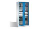 C+P Werkzeugschrank, Sichtfenster-Drehtüren, 3 Böden, 3 Schübe, H1950xB930xT500mm Front Lichtblau Korpus Lichtgrau ; C + P Möbelsysteme (8921-5530|S10088)