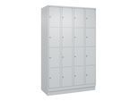 C+P Schließfachschrank Classic PLUS, Sockel, 4 Abteile, 1950x1200x500mm, 7035/70 Innenhöhe Gefach oben (oberes 453 mm Front RAL 7035 Lichtgrau ; C + P (080020-404|S10009)