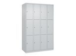 C+P Schließfachschrank Classic PLUS, 4 Abteile, 1850x1200x500mm, 7035/7035 Innenhöhe Gefach oben (oberes 599 mm Front RAL 7035 Lichtgrau ; C + P Möbel (080000-403|S10008)