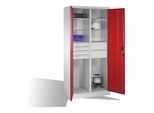 C+P Werkzeugschrank mit Drehtüren, 6 Böden, 6 Schübe, H1950xB930xT500mm Front Rubinrot Korpus Lichtgrau ; C + P Möbelsysteme (8921-3041|S10154)