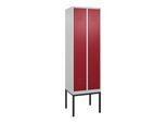 C+P Spind Classic PLUS, Gestell, 2 Abteile, 2120x600x500mm, 7035/3003 Verschluss Zylinderschloss 4 Garderobenhaken Trennwand mittig ; C + P Möbelsyste (0800307-20F|S10016)
