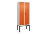 C+P Spind Classic PLUS, Gestell, 2 Abteile, 2120x800x500mm, 7035/2004 Verschluss Sicherheits-Drehriegel 4 Garderobenhaken ; C + P Möbelsysteme (0800307-22|S10030)