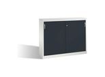 C+P Akten-Sideboard Acurado mit Schiebetüren, 2 x 3 Ordnerhöhen, H1200xB1600xT400mm Front Schwarzgrau Korpus Lichtgrau ; C + P Möbelsysteme (2147-1200|S10076)