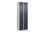 C+P Schließfachschrank Classic PLUS, 2 Abteile, 1850x600x500mm, 7035/7016 Innenhöhe Gefach oben (oberes 599 mm Front RAL 7016 Anthrazitgrau ; C + P Mö (080000-203|S10007)