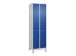 C+P Schließfachschrank Classic PLUS, Füße, 2 Abteile, 1950x600x500mm, 7035/5010 Innenhöhe Gefach oben (oberes 365 mm Front RAL 5010 Enzianblau ; C + P (080010-205|S10003)