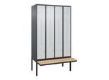 C+P Z-Spind Classic PLUS, Bank, 8 Fächer, 2120x1200x815mm, 7016/7035 Verschluss Zylinderschloss Sitzbanktyp auskragend Material Sitzfläche Buche-Harth (0800437-408|S10028)