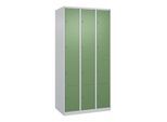 C+P Schließfachschrank Classic PLUS, 3 Abteile, 1850x900x500mm, 7035/6011 Innenhöhe Gefach oben (oberes 453 mm Front RAL 6011 Resedagrün ; C + P Möbel (080000-304|S10006)