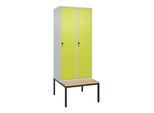 C+P Spind Classic PLUS, Bank, 2 Abteile, 2120x800x815mm, 7035/0024 Verschluss Sicherheits-Drehriegel 4 Garderobenhaken Sitzbanktyp untergebaut ; C + (0800507-22|S10010)