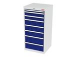 STIER Schubladenschrank mit 8 Schubladen BxTxH 600x575x1220 mm lichtgrau/enzianblau (905053)