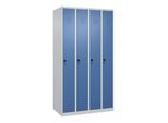 C+P Spind Classic PLUS, 4 Abteile, 1850x1000x500mm, 7035/5023 Verschluss Sicherheits-Drehriegel 3 Garderobenhaken ; C + P Möbelsysteme (080000-49|S10005)
