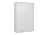 C+P Spind Classic PLUS, 4 Abteile, 1850x1200x500mm, 9016/9016 Verschluss Zylinderschloss 4 Garderobenhaken Trennwand mittig ; C + P Möbelsysteme (080000-40F|S10009)