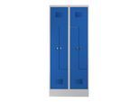STIER Z-Garderobenspind Premium mit Sockel 4 Abteile Drehriegel lichtgrau/enzianblau (906118)