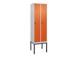 C+P Spind Classic PLUS, Gestell, 2 Abteile, 2120x600x500mm, 7035/2004 Verschluss Sicherheits-Drehriegel 3 Garderobenhaken ; C + P Möbelsysteme (0800307-20|S10030)