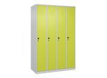 C+P Spind Classic PLUS, 4 Abteile, 1850x1200x500mm, 7035/0024 Verschluss Sicherheits-Drehriegel 4 Garderobenhaken Trennwand mittig ; C + P Möbelsystem (080000-40F|S10014)