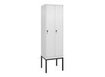 C+P Spind Classic PLUS, Gestell, 2 Abteile, 2120x600x500mm, 9016/9016 Verschluss Sicherheits-Drehriegel 4 Garderobenhaken Trennwand mittig ; C + P Möb (0800307-20F|S10014)